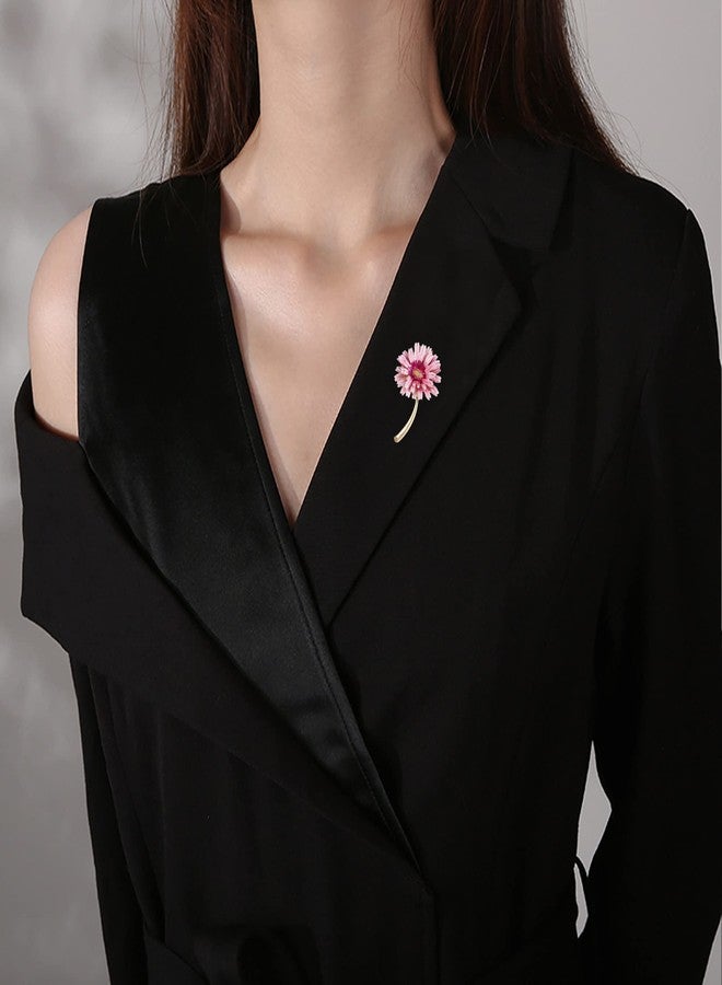 Anmpab Enamel Brooches for Women with Stamen Floral Brooch Pins for Crafts Brooch Bouquets for Wedding Jewelry Gifts for Woman Nurse and Graduate Students (Pink) - Image 2